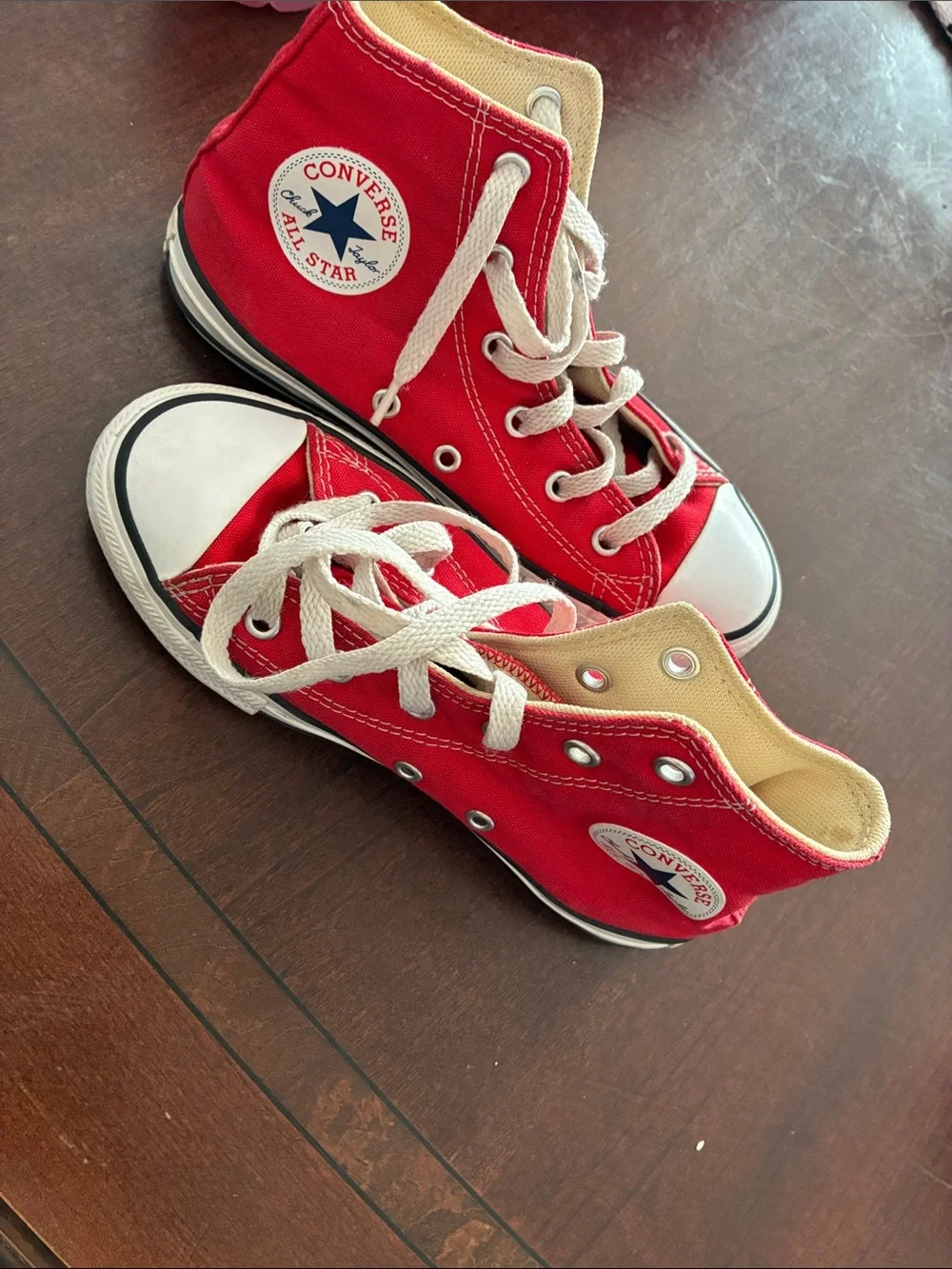 Converse Kids Red High-Top Canvas Sneakers with White Toe Cap